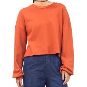 Lacausa Cropped Pull over Orange Crew Neck Sweatshirt